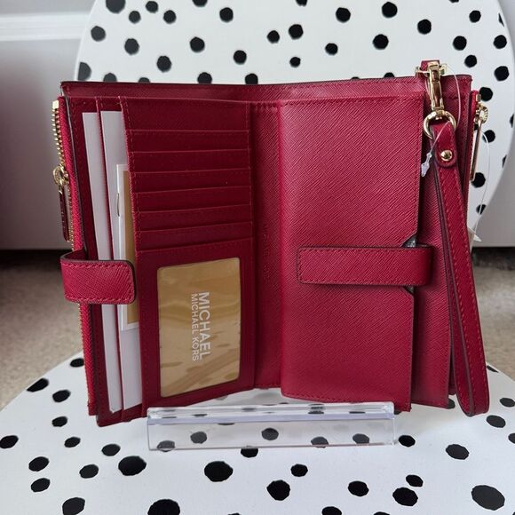 Michael kors multifunctional wallet phone case wristlet wallet RED BRAND NEW! - Picture 5 of 7